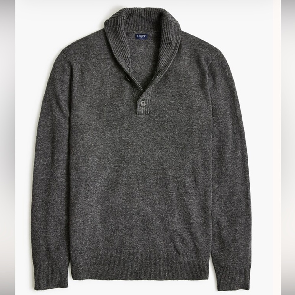 J. Crew Factory Soft Wool Blend Charcoal Shawl Collar Sweater NWT size Large